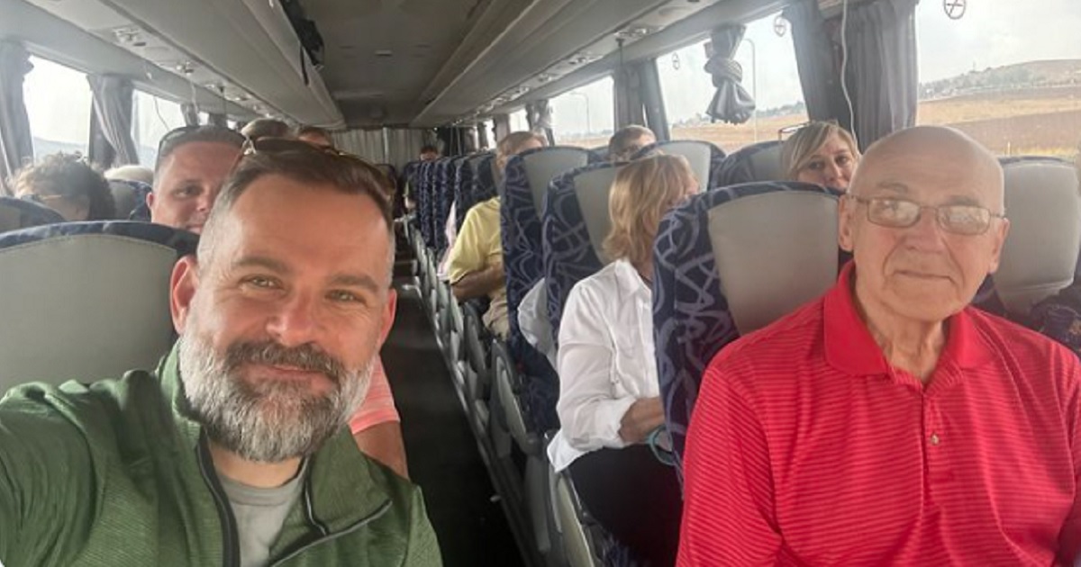 Rep. Cory Mills, a Florida Republican, is pictured with Americans getting out of Israel after the surprise Hamas attack on Saturday ignited war.