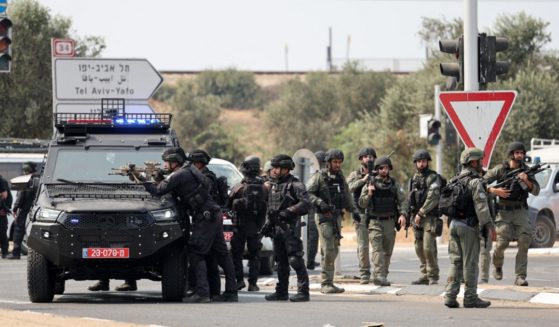 Israeli security forces staff a checkpoint near the Israeli city of Sderot on Sunday.