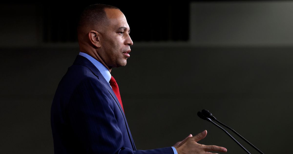 House Minority Leader Hakeem Jeffries of New York speaks at a press conference after the House of Representatives failed to elevate Rep. Jim Jordan to Speaker of the House for a third time at the U.S. Capitol on Friday in Washington, D.C.
