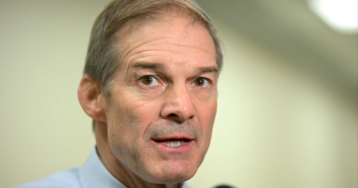 Representative Jim Jordan, Republican of Ohio, speaks to a journalist as he returns to his office in Rayburn House office building on Capitol Hill in Washington, D.C., on Monday.