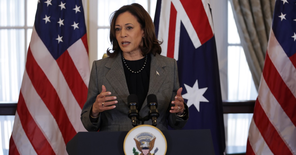 Vice President Kamala Harris, pictured at the State Department during an Oct. 26 event.