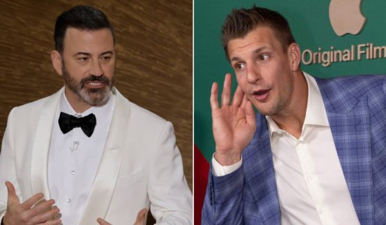Late-night host Jimmy Kimmel, left, was replaced with former football tight end Rob Gronkowski as the host for the L.A. Bowl.