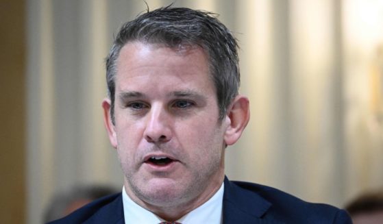 Rep. Adam Kinzinger of Illinois participates in the last hearing of the House Select Committee to Investigate the Jan. 6 incursion on the U.S. Capitol in the Canon House Office Building on Capitol Hill in Washington, D.C., on Dec. 19, 2022.
