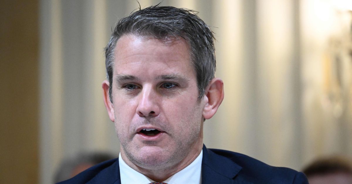 Rep. Adam Kinzinger of Illinois participates in the last hearing of the House Select Committee to Investigate the Jan. 6 incursion on the U.S. Capitol in the Canon House Office Building on Capitol Hill in Washington, D.C., on Dec. 19, 2022.