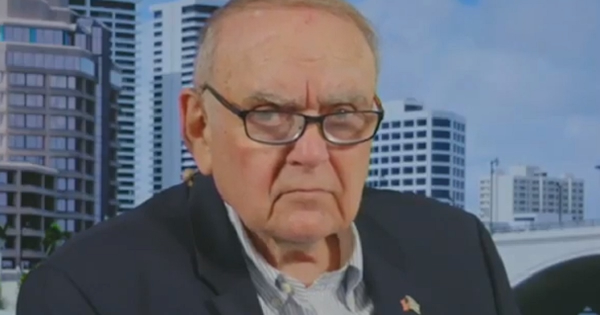 Business billioniare Leon Cooperman glowers while being interviewed by Fox Business host Liz Claman on Wednesday. (Claman is not pictured.)