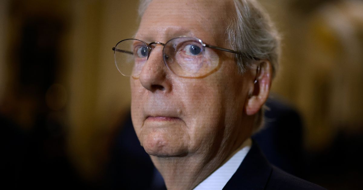 GOP Senate Minority Leader Mitch McConnell of Kentucky talks to reporters following the Senate Republican policy luncheon at the U.S. Capitol on Wednesday in Washington, D.C.