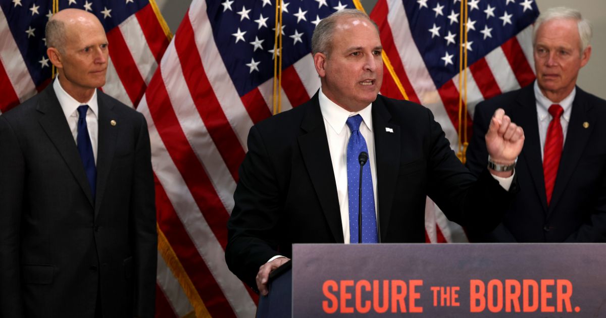Former US Customs and Border Protection Commissioner Mark Morgan speaks at a news conference on the U.S. Southern Border and President Joe Biden’s immigration policies, in the Hart Senate Office Building on May 12, 2021 in Washington, D.C.