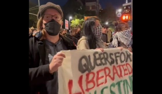 Protesters march in New York City to support Palestinian rights.
