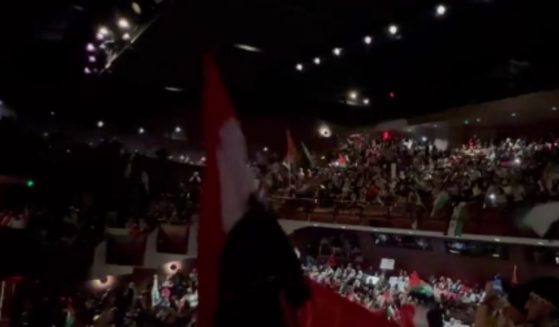 At a pro-Palestinian rally in Dearborn, Michigan, on Tuesday, an audience inside a large theater cheered Hamas.