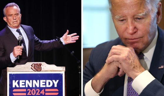 (L) Democratic presidential candidate Robert F. Kennedy Jr. speaks at a Hispanic Heritage Month event at Wilshire Ebell Theatre on September 15, 2023 in Los Angeles, California. (R) U.S. President Joe Biden holds a Cabinet meeting at the White House on October 2, 2023 in Washington, DC.