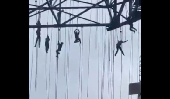 Scaffolding collapsed in Sao Paulo, Brazil, leaving several construction workers hanging by ropes.