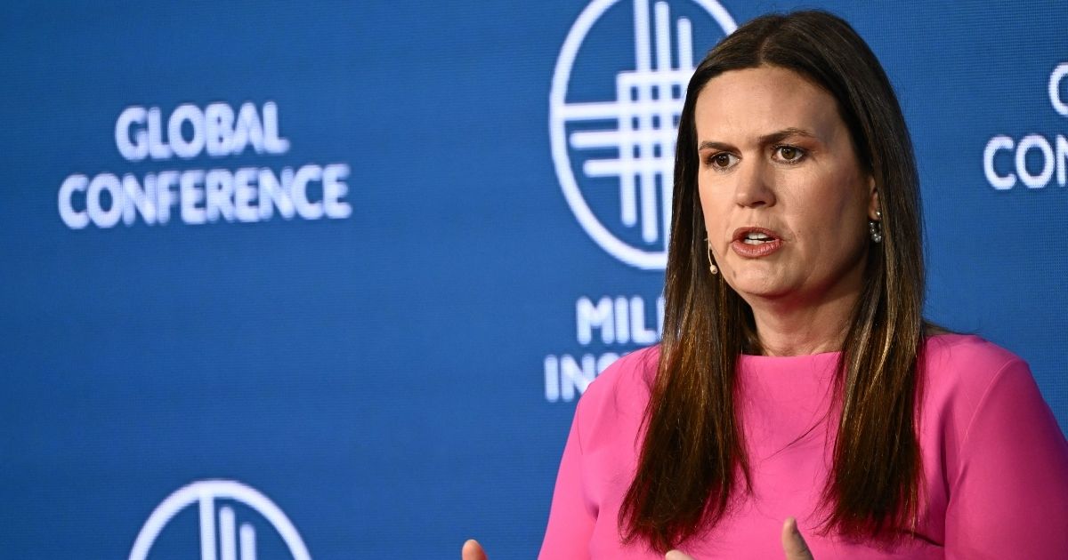 Sarah Huckabee Sanders, governor of Arkansas, speaks during the Milken Institute Global Conference in Beverly Hills, California, on May 2.