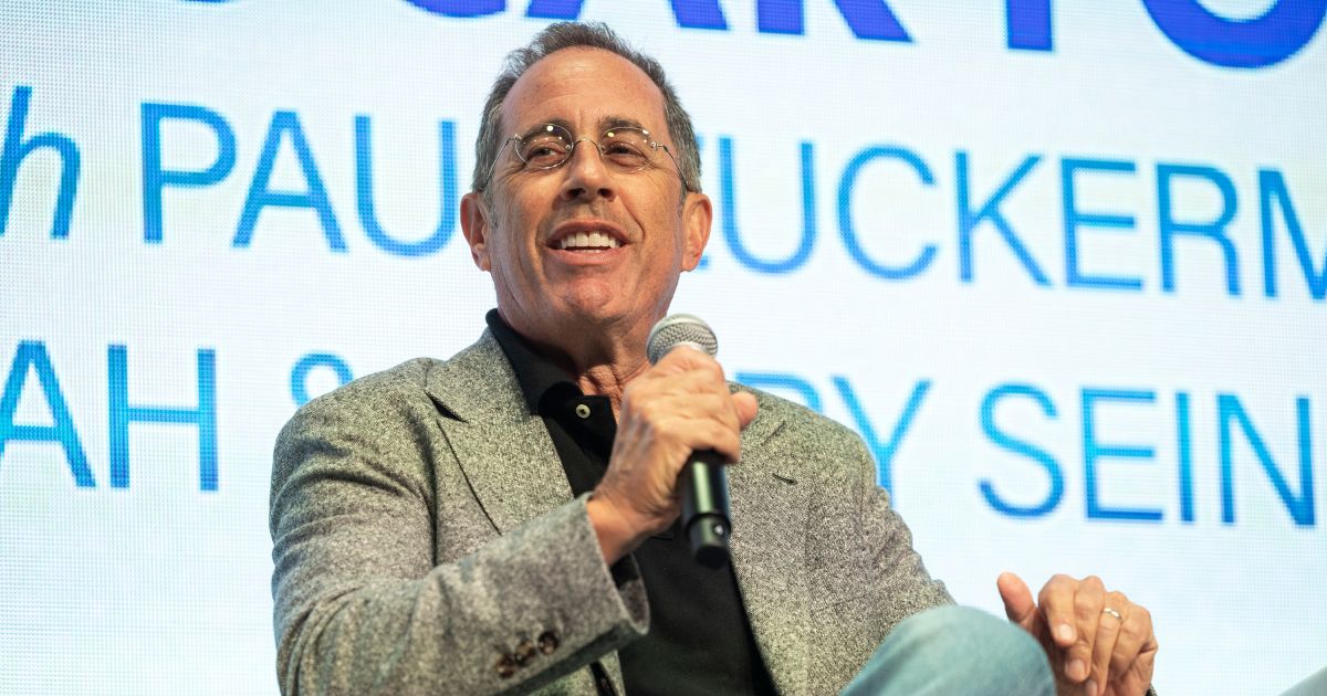 Jerry Seinfeld is seen on stage at the Classic Car Forum part of the Pebble Beach Concours d'Elegance on Aug. 19 in Monterey, California.