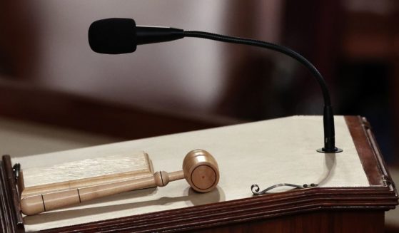 The Speaker's gavel rests on the podium in the House Chamber at the U.S. Capitol Building on January 7, 2023 in Washington, DC.