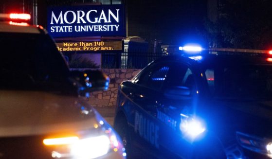 Police block off the entrance to Morgan State University as they respond to a shooting Tuesday in Baltimore.
