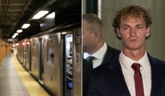 A stock photo of a subway car, left; Daniel Penny, right.