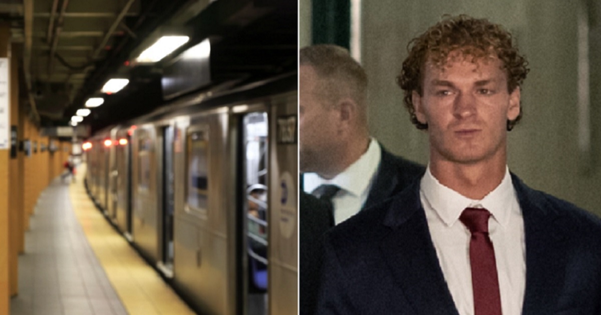 A stock photo of a subway car, left; Daniel Penny, right.