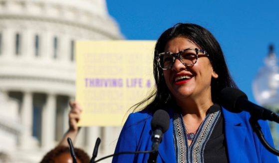 Democratic Rep. Rashida Tlaib of Michigan speaks at a news conference on the introduction of the "Restaurant Workers Bill of Rights" outside the U.S. Capitol Building on Sept. 19 in Washington, D.C.