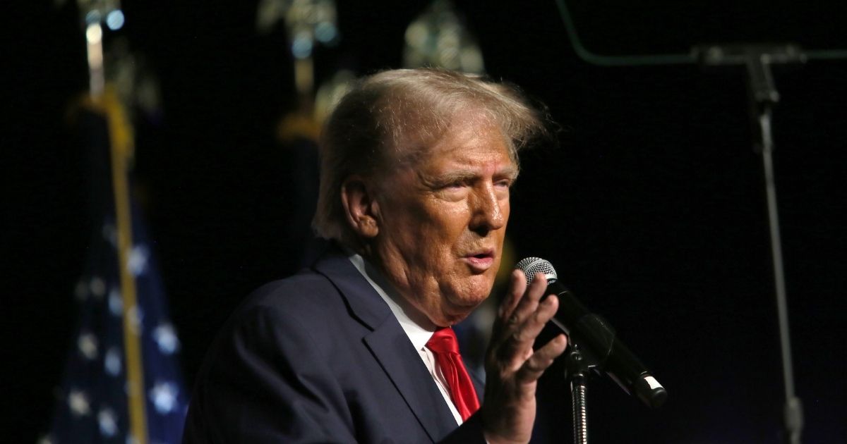 Former President Donald Trump delivers remarks at a rally hosted by Club 47 USA at the Palm Beach County Convention Center on Wednesday in West Palm Beach, Florida.