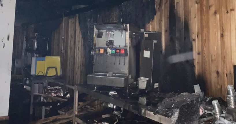 On Sunday the Helberg Barbecue in Speeglevile, Texas, caught fire, but rather than wallow in misery, the owners took time to spread the Word of God on social media.