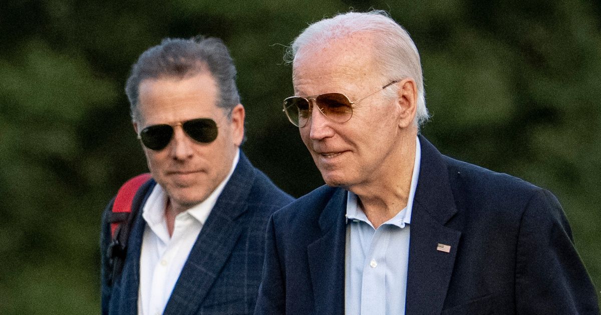 President Joe Biden and his son Hunter Biden arrive at Fort McNair in Washington on June 25.