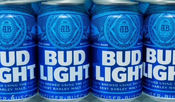Cans of Bud Light beer are lined up on a refrigerator shelf in Wytheville, Virginia, on June 13, 2019.