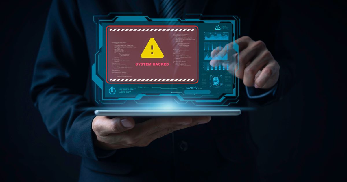 A computer displays an alert in this stock image.