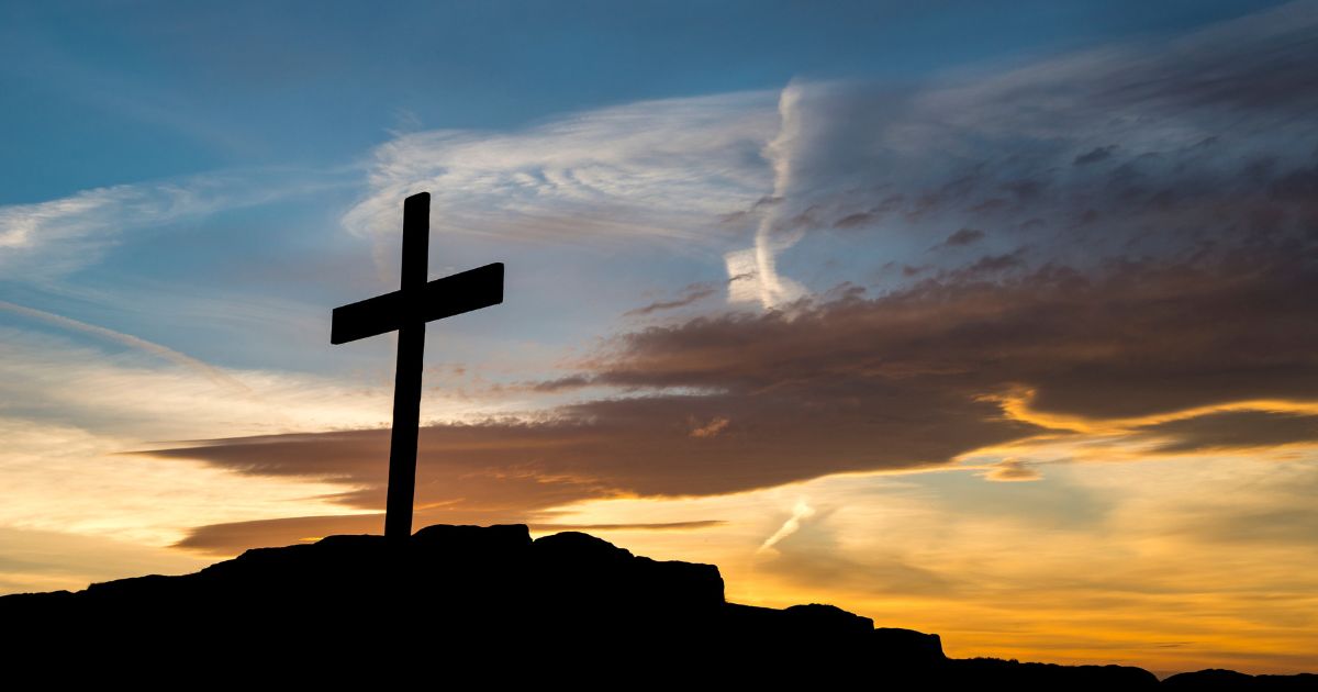 A temporary wooden cross is displayed on Eccles Pike in England near Easter.