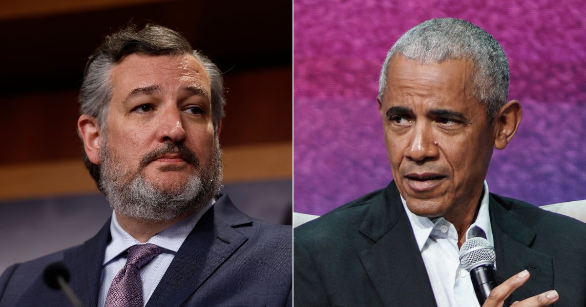 In a recent Senate Judiciary Committee hearing, Sen. Ted Cruz, left, said President Joe Biden's nominees were so "egregious" that he missed former President Barack Obama, right.