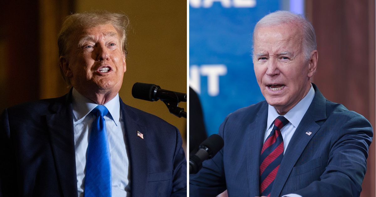 Former President Donald Trump speaks during a campaign event on Saturday in Claremont, New Hampshire. President Joe Biden delivers remarks at the White House on Tuesday in Washington, D.C.
