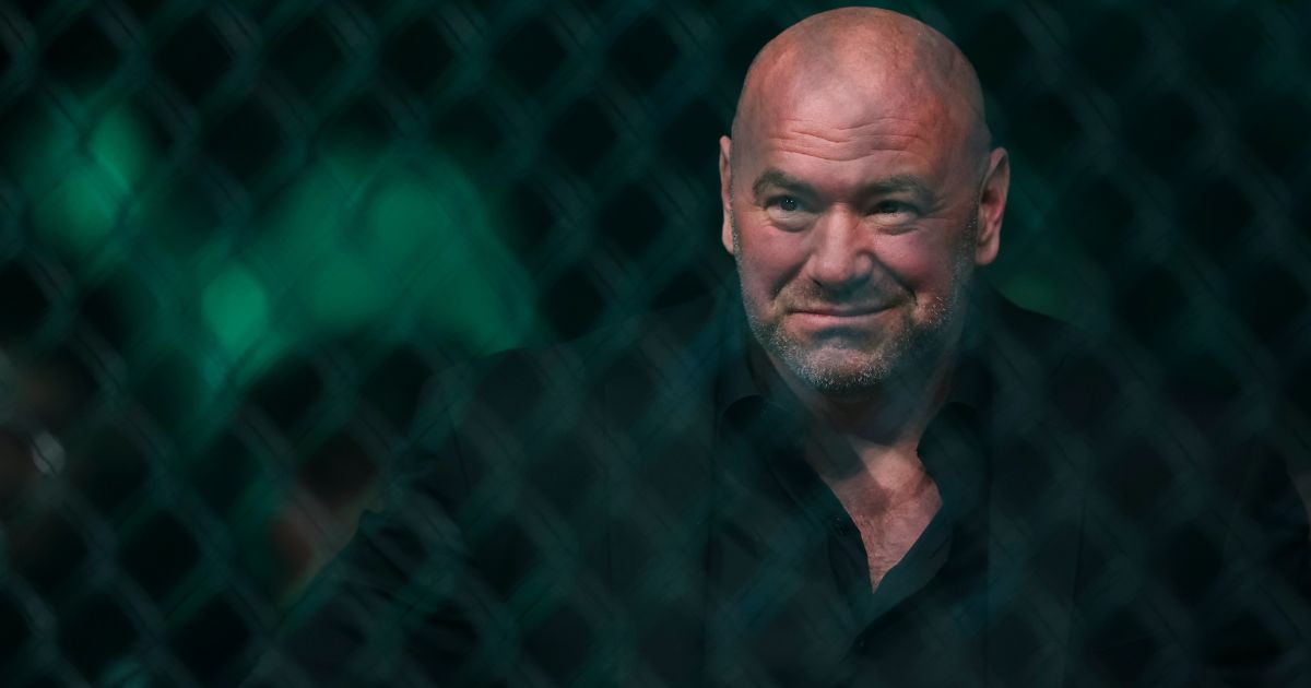 UFC President Dana White watches a fight during UFC 273 in Jacksonville, Florida, on April 9, 2022. White recently took a stand boycotting Peloton over the company's censorship of advertisements on one of Theo Von's podcast episodes featuring Robert Kennedy Jr.