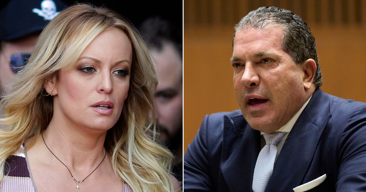 legal team for adult film actress Stormy Daniels, left, had challenged former President Donald Trump's attorney Joe Tacopina, right, claiming he had a conflict of interest in the case.