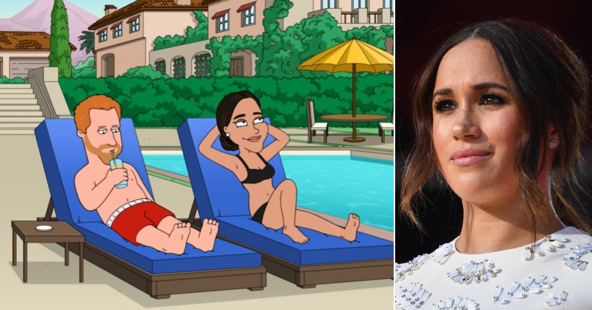 Meghan, Duchess of Sussex, right, reportedly wasn't happy with the way she and husband Harry were portrayed on "Family Guy," left.