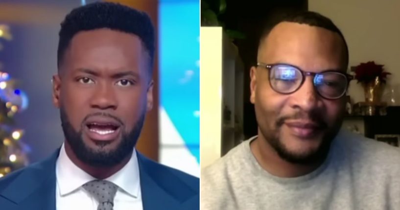 "Fox and Friends" host Lawrence Jones, left, interviewed Black Lives Matter Rhode Island co-founder Mark Fisher about why he's endorsed former President Donald Trump.