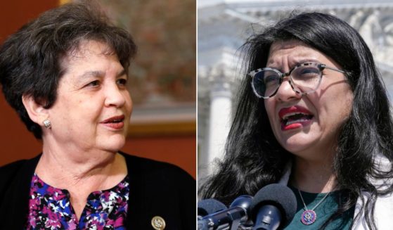 Democratic Rep. Lois Frankel of Florida, seen at left in 2018, voted to censure fellow Democratic Rep. Rashida Tlaib of Michigan, right, seen speaking in May.