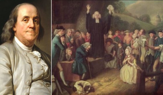 Benjamin Franklin, left, became great friends with itinerant preacher George Whitefield during the Great Awakening.