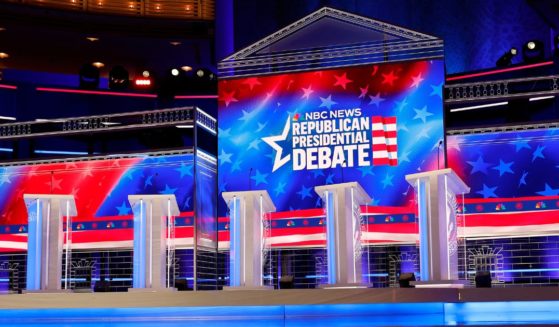 The stage is prepared for the third Republican Presidential Primary Debate at the Adrienne Arsht Center for the Performing Arts of Miami-Dade County Wednesday in Miami, Florida.