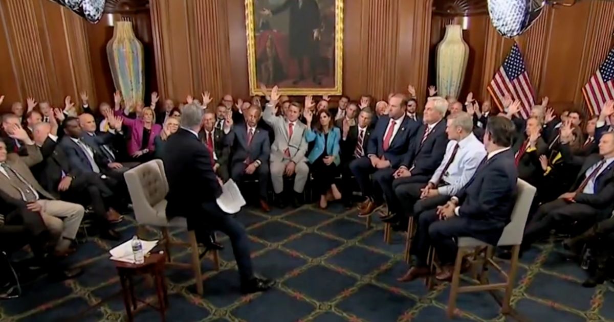 Sean Hannity asked a room full of House Republicans about the impeachment inquiry into President Joe Biden on Wednesday.