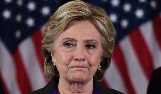 Then-presidential candidate Hillary Clinton makes a concession speech after being defeated by then-Republican president-elect Donald Trump in New York City on Nov. 9, 2016. On Wednesday, several students got up and walked out of a lecture Clinton was giving at Columbia University.