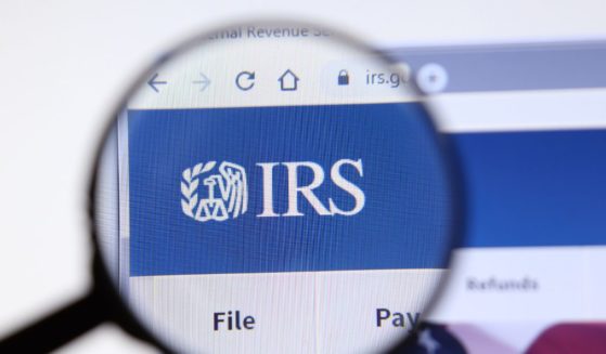 The IRS logo is displayed on the IRS website in this stock image.