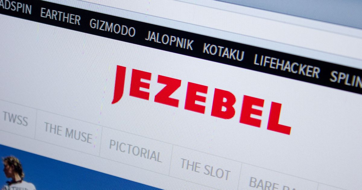 The homepage of the website Jezebel is displayed on a computer screen in the above stock image.