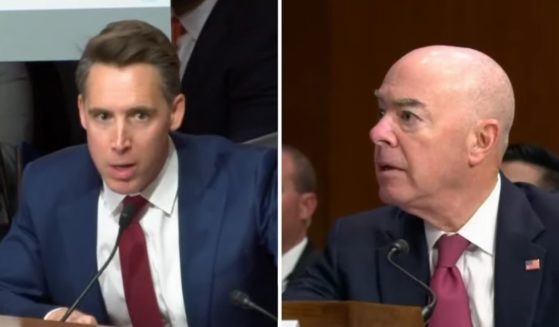 Sen. Josh Hawley of Missouri questions Department of Homeland Security Secretary Alejandro Mayorkas during a Senate Homeland Security Committee hearing on Tuesday.