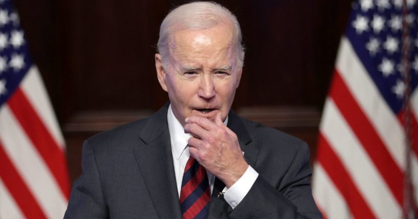 President Joe Biden speaks about supply chain resilience during an event with members of his cabinet and administration at the White House in Washington, D.C., on Monday.
