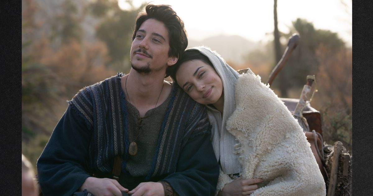 Fiona Palomo plays Mary and Milo Manheim is Joseph in “Journey to Bethlehem.”