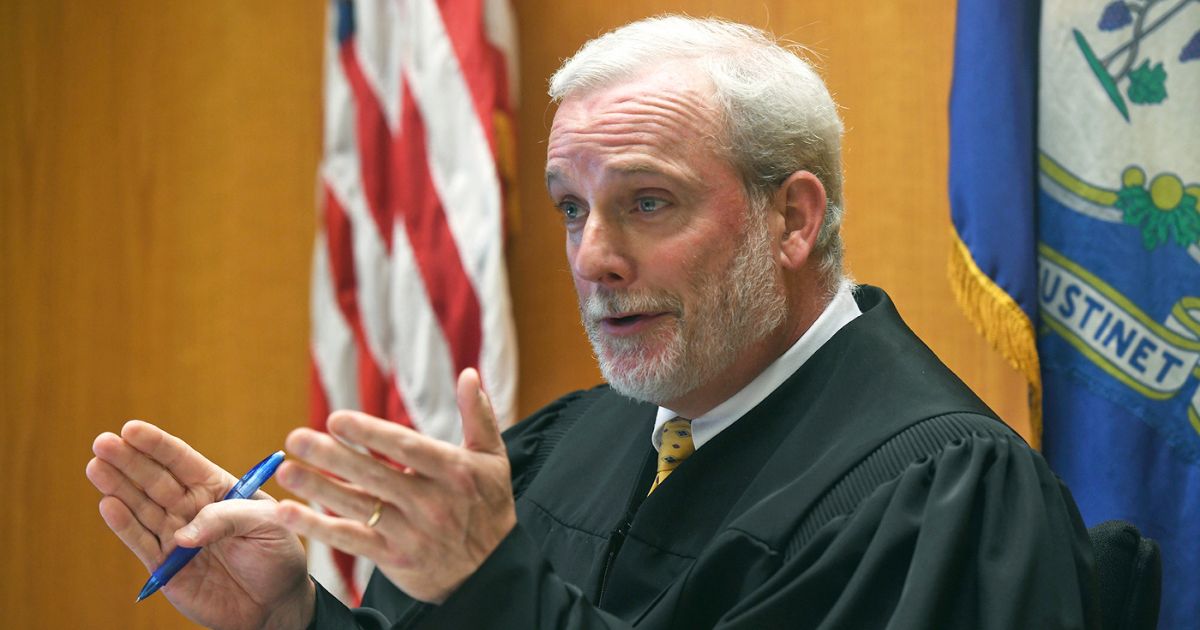Judge William Clark presides over a hearing in Bridgeport Superior Court in Bridgeport, Connecticut on Sept. 25.