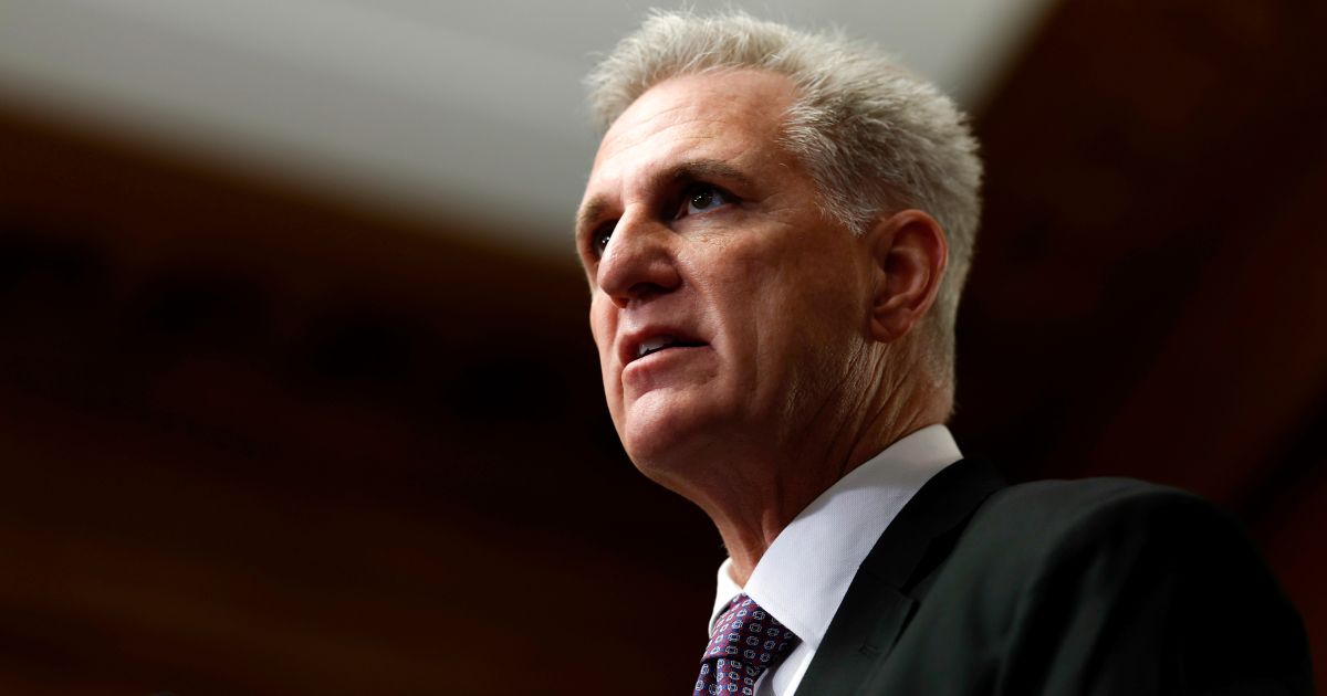 Then-Speaker of the House Kevin McCarthy listens to a question during a news conference at the U.S. Capitol in Washington, D.C., on Sept. 29.