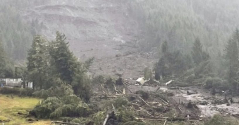 Aerial footage shows the aftermath of a landslide that claimed the lives of four family members in Wrangell, Alaska, earlier in November. Two people are still missing.