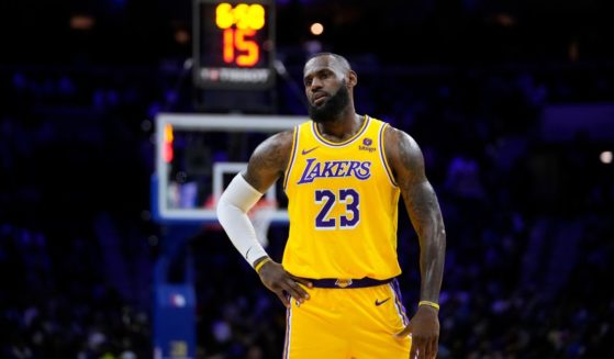 Los Angeles Lakers star LeBron James stands on the court during Monday night's game against the Philadelphia 76ers in Philadelphia, Pennsylvania. The 76ers handed James the biggest loss of his NBA career.