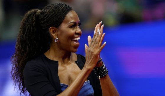 Former first lady Michelle Obama is introduced during the U.S Open at the USTA Billie Jean King National Tennis Center in Queens, New York, on Aug. 28.