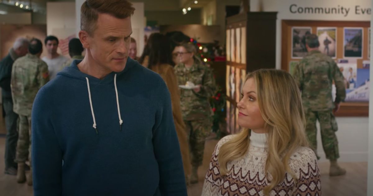 Candace Cameron Bure, right, and Gabriel Hogan, left, star in a new Christmas movie - "My Christmas Hero" - that honors veterans, faith, and family.